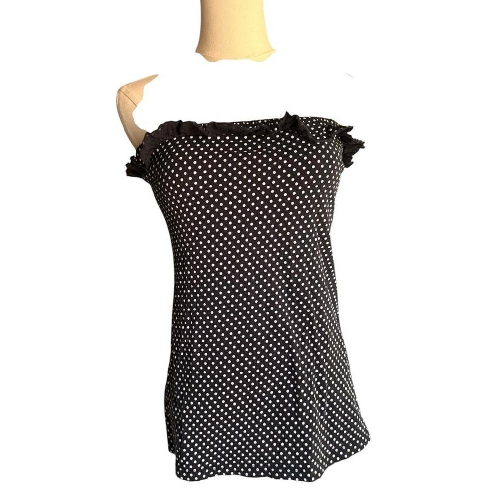 Next Era Couture black with white polka dot cotton blouse in a L